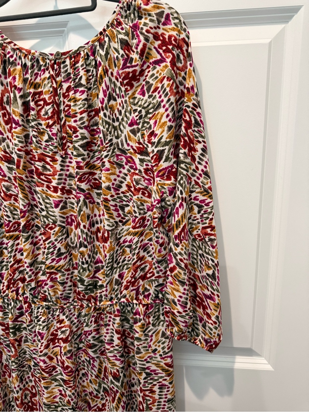 Cato Geometric Print Dress in Pink, Mustard, Olive—Medium - Picture 7 of 7